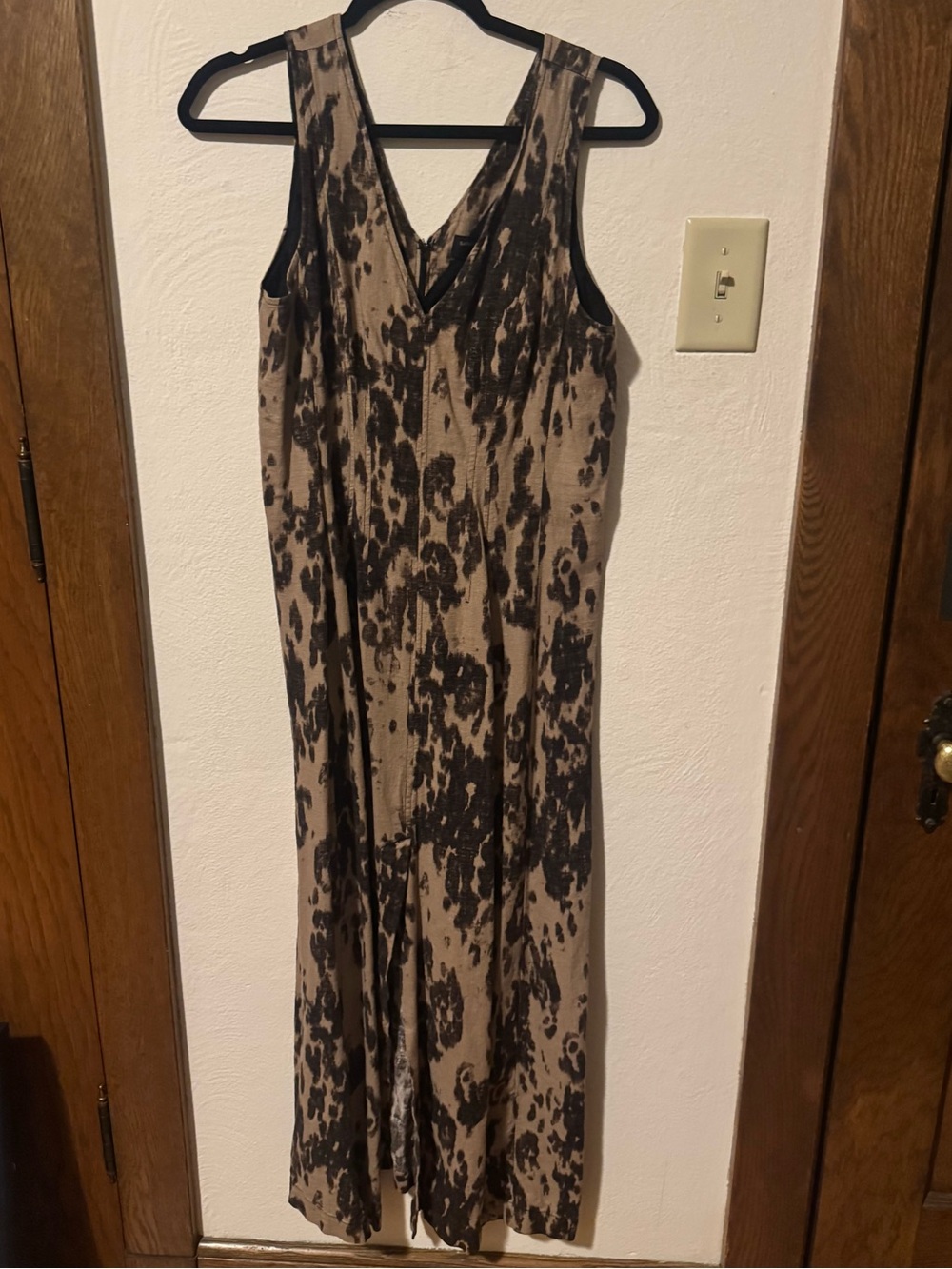 Banana Republic black/tan/brown linen blend sleeveless midi maxi dress size 8